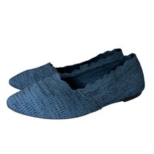 Skechers Blue Cleo Newford Ballet Flats Pointed Toe Scallop Memory Foam Women 8