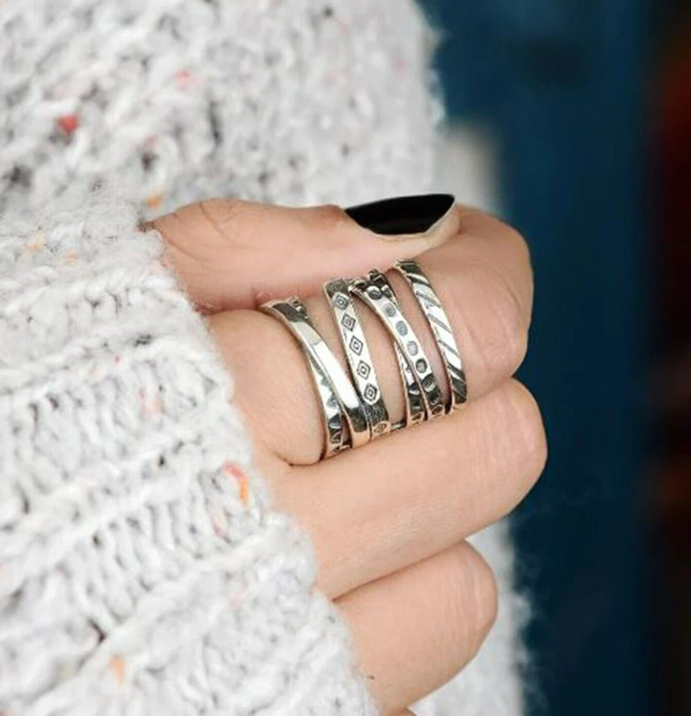 Crossover Ring 925 Solid Sterling Silver Criss Cross Boho Large Statement Style