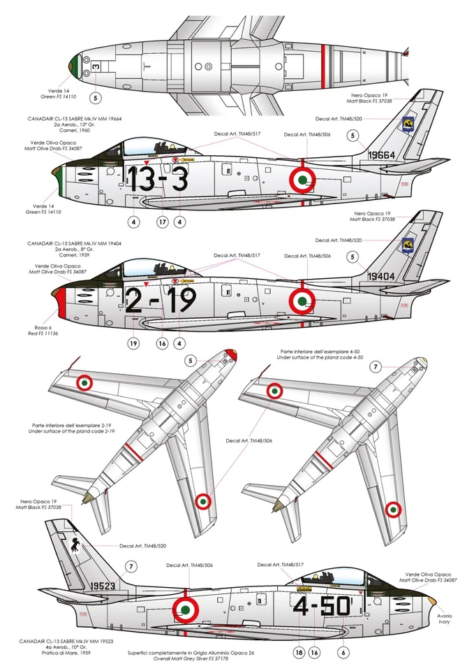 TAURO MODEL TM48/511 NUMERI REPARTO/MATRICOLA A.M.I. F-104, G.91R, MB.326, F-86 - Immagine 3 di 3