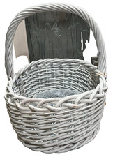 Large Oval Painted Willow Basket 20th C Decor, Wood Storage, 27" H by 26 L