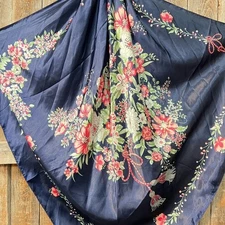 Rose Buds Tassels Printed Western Southwestern Wild Rag Scarf Accent