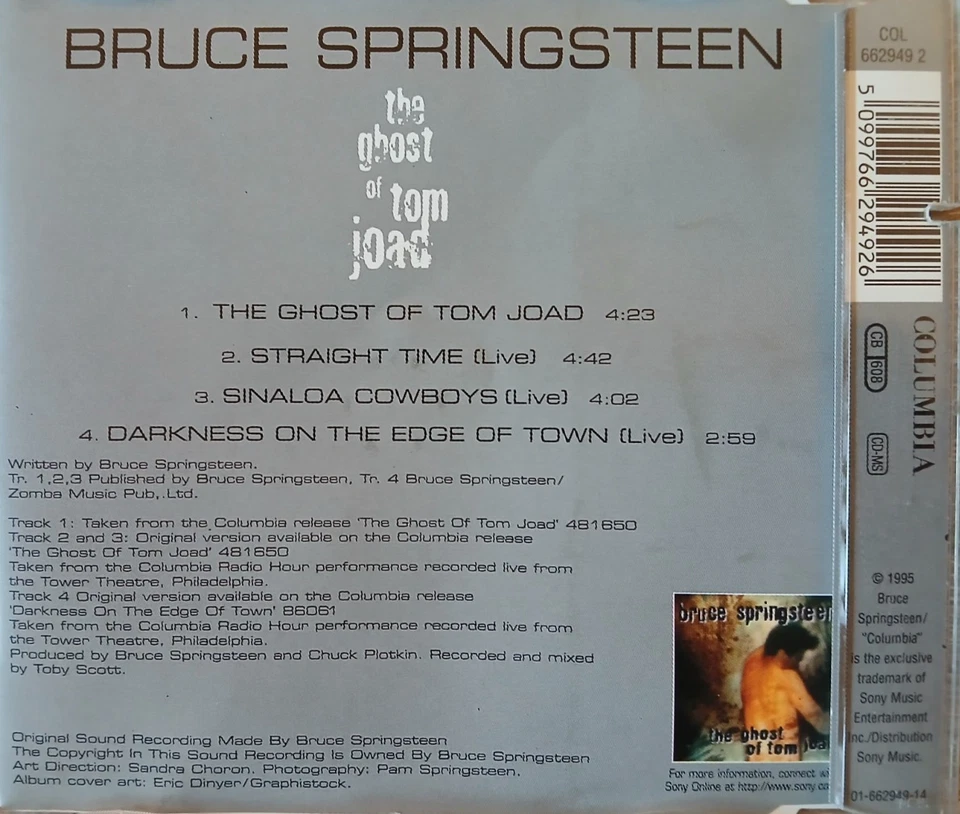 BRUCE SPRINGSTEEN - the goast of tom joad - Maxi-CD/Columbia 1995, 01-662949-14 - Bild 2 von 3