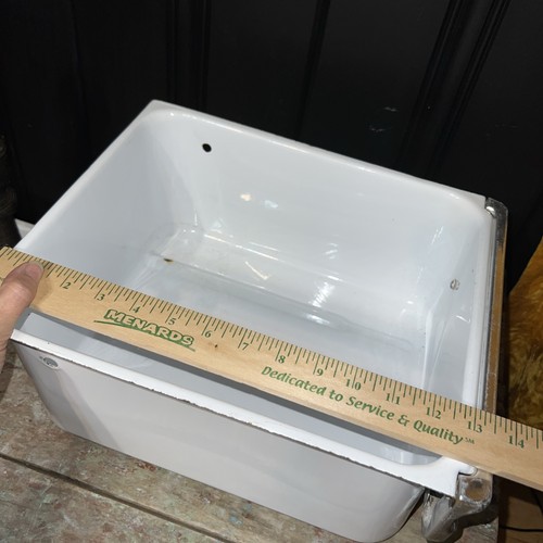 Vintage MCM White Enameled Aluminium Chrome Refrigerator Drawer - Vegetable - Picture 13 of 15