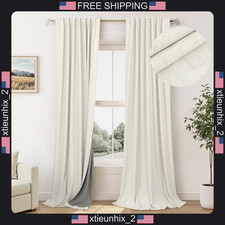 Blackout Curtains 84 Inch Length 2 Panels Linen Look Thermal Insulated