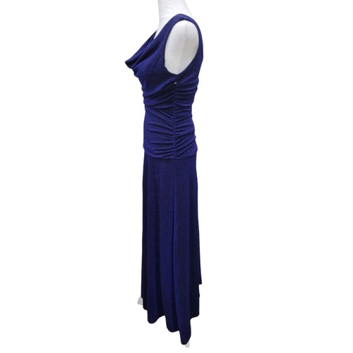 Nightway Maxi Dress Size 4 Ruched Sparkle Blue Elegant Evening Formal Gown Event - Picture 8 of 15