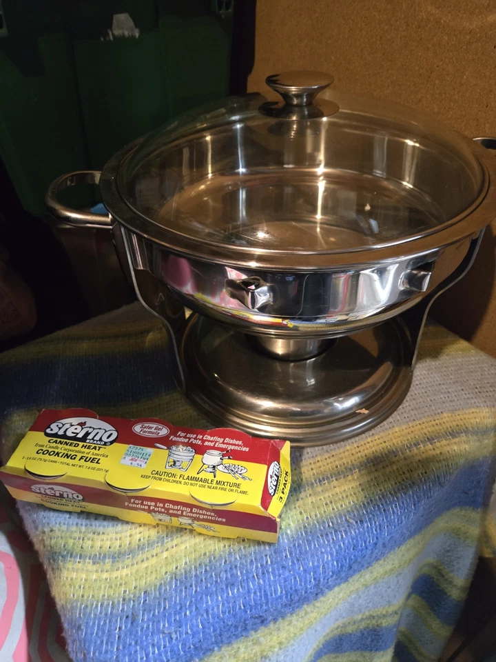 Utensilios de cocina Belgique de acero inoxidable con sartén para rozar (calentador y velas incluidas) Foto 2 de 4