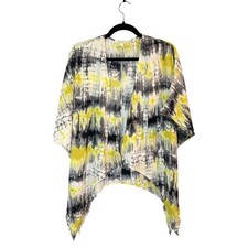 Painted Thread Yellow Grey Tie Dye Kimono Wom...