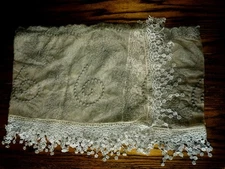 Green Shelf Table Dresser Runner Mantle Scarf 11" x 72" w 4" Silver Fringe