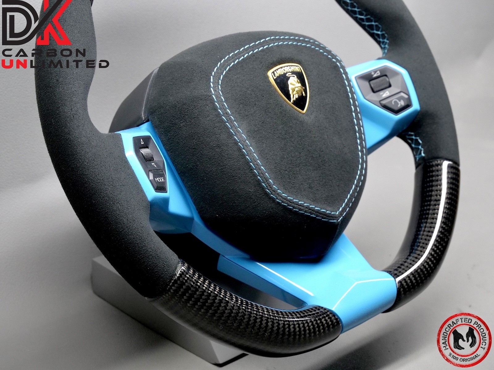 Lamborghini Aventador SVJ 63 LP700 Miami Blue Alcantara Carbon Steering Wheel v4