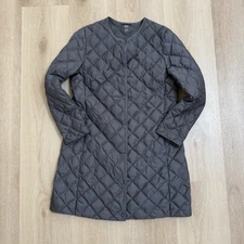 Uniqlo Ultra Light Down Coat Womens L Quilted Snap Packable Minimalist Puffer