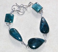 Pretty Blue Apatite 925 Silver Plated Bracelet 9