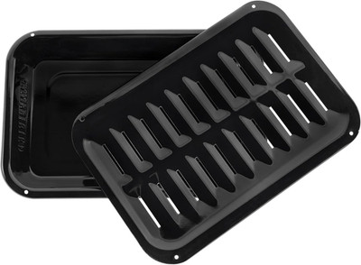 SPL50008 Small 2-Piece Broiler Pan & Grill Set Porcelain-On-Steel 13''X8-3/4''X1-3