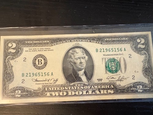 2 DOLLAR BILL 1976 C SERIES PRESIDENT JEFFERSON.DECLARATION OF INDEPENEDNCE,1776 - Picture 2 of 4