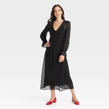 Women Long Sleeve Sheer Maxi Dress - A New Day