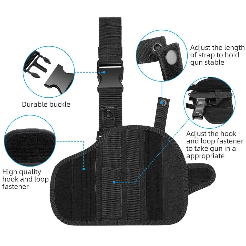 Tactical Hunting Right Handed Leg Pistol Gun Pouch Holder Drop Leg Thigh Holster - Image 3 of 4