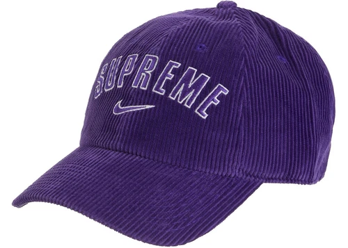 Casquette violette Supreme Nike Arc velours côtelé 6 panneaux !!! SS22 !!! NEUVE AVEC ÉTIQUETTE !!!!100% authentique !!!!