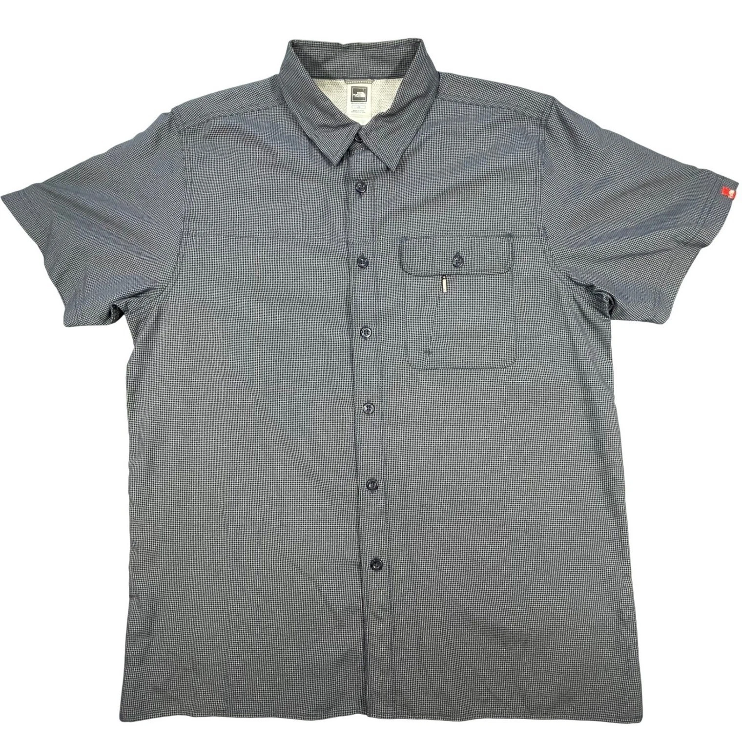 The North Face Blue Grid Short Sleeve Button Down Shirt Mens Large