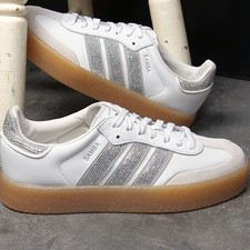 Adidas Originals Women's Sambae W Shoes IH4046 Crystal White Silver Metallic Gum