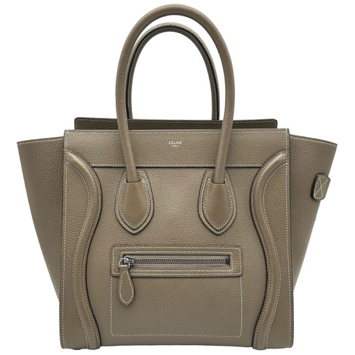 CELINE Luggage Micro Greige Leather Handbag #OKB12389