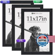 Vck 11X17 Frames Wood For Wall Black Oak Picture Frame 3 Pack Display Photos