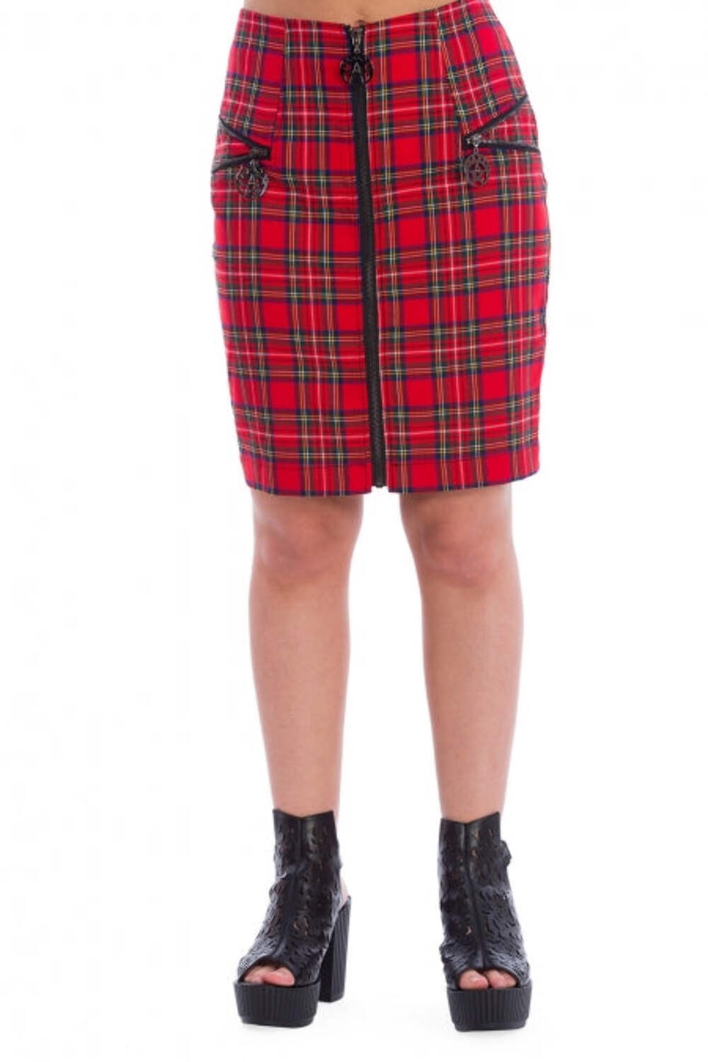 Banned Apparel - Tartan Zip Skirt