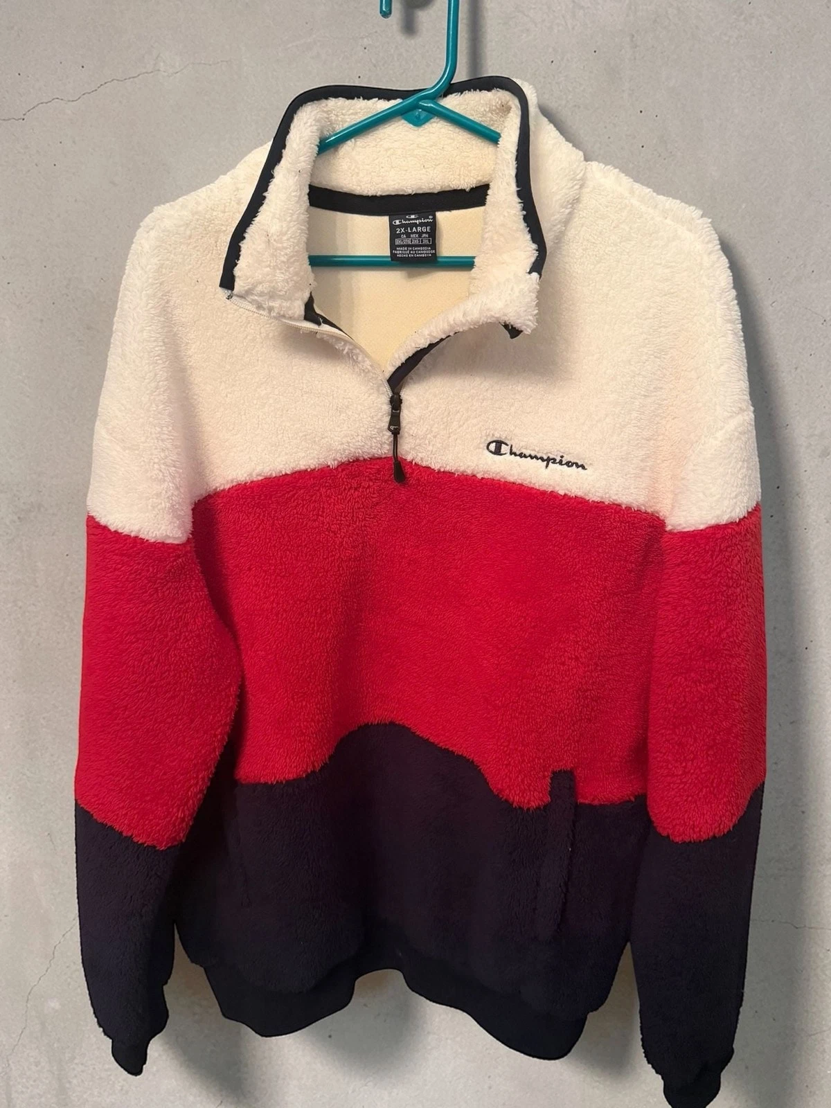 Champion Sherpa Colorblock Polar Fleece Half-Zip Pullover Jacket