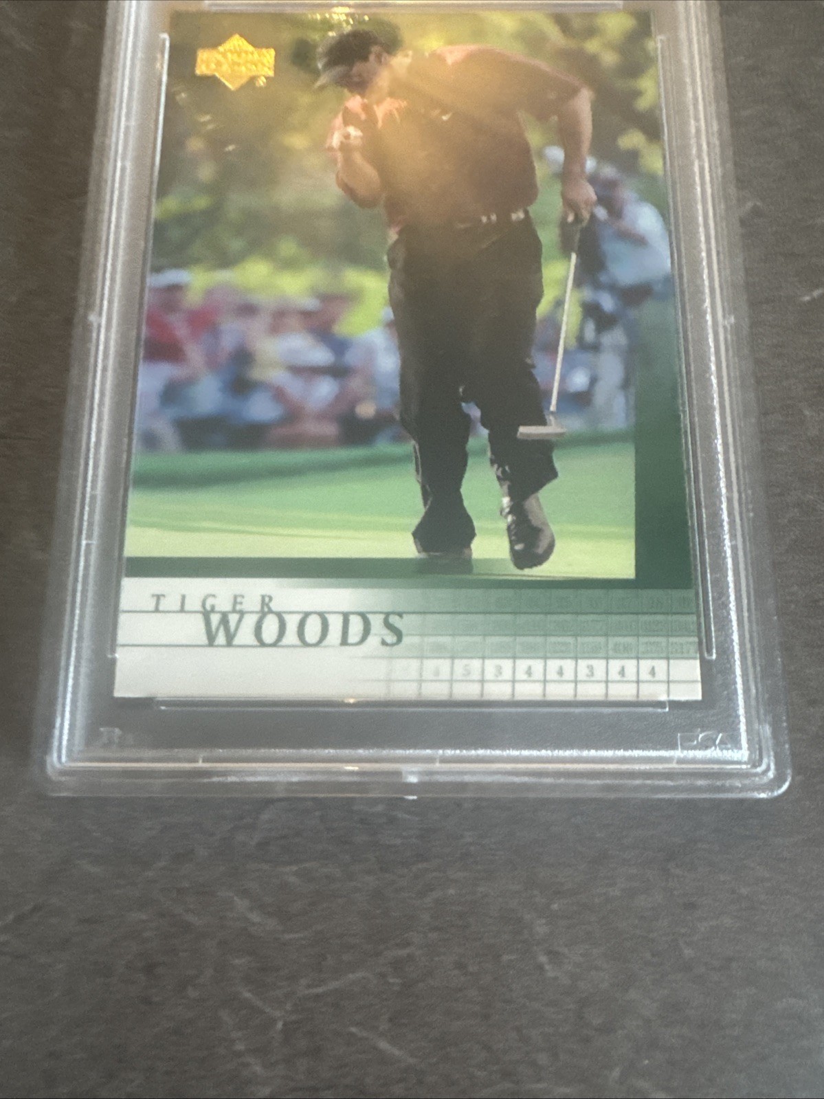 2001 Upper Deck Golf Tiger Woods #1 Rookie RC PSA 10 Gem Mint view 5