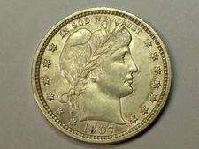 1907 Barber Quarter     Choice AU/Unc.       SN7297