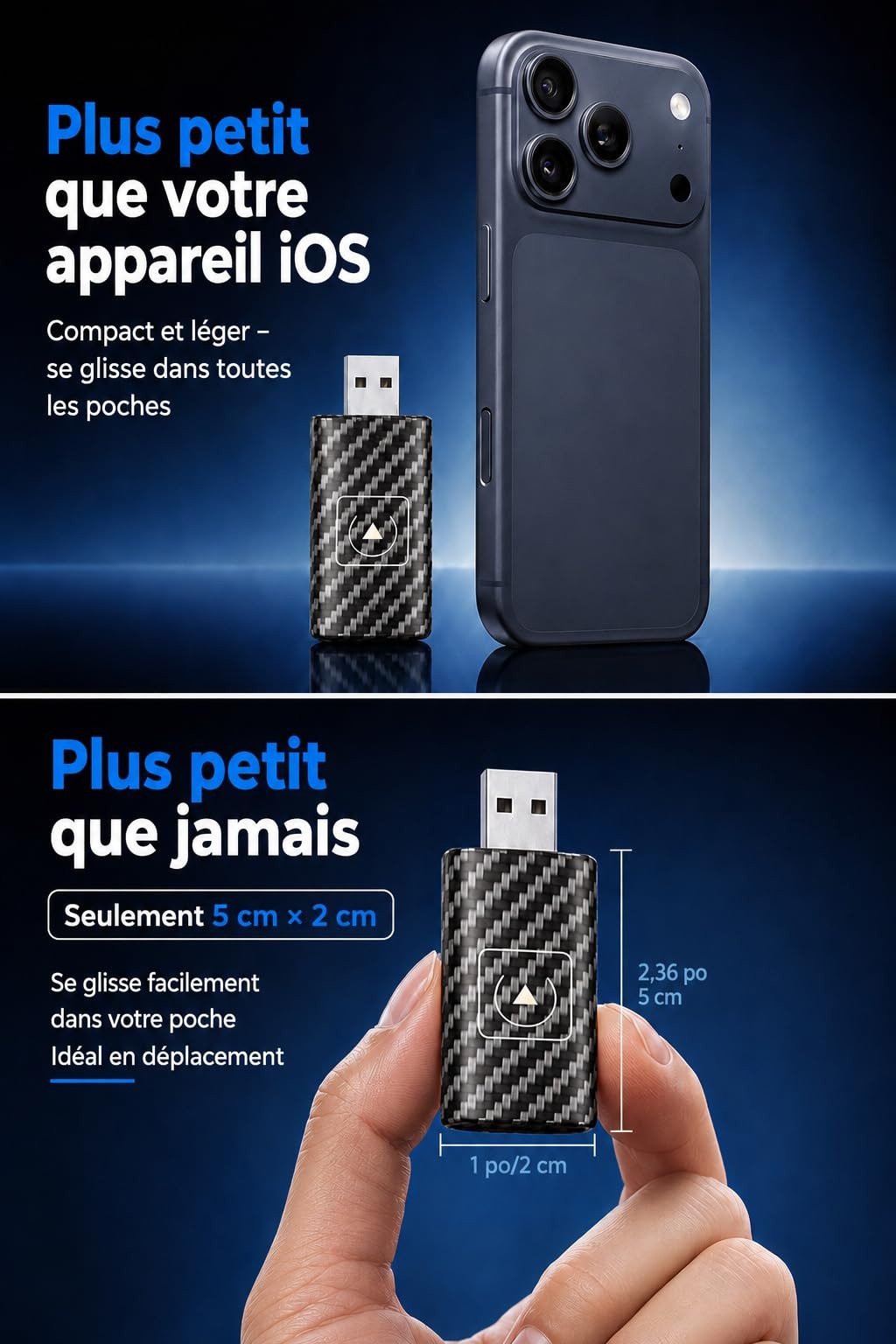 Gonikli Adattatore CarPlay Wireless per iOS da Cablato a Wireless per Auto Plug - Miniatura 3
