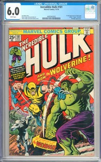 Incredible Hulk #181 WHITE Pages 1st Full App. Wolverine Marvel 1974 CGC 6.0