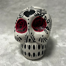 White black red roses small Skull Day of the Dead Sugar Skull