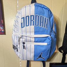 Jordan Jumpman Blue/White Striped Kids Backpack Zip Pockets Adjustable, M