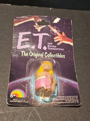 BR1   NIC Vintage 1982 LJN   E.T.  2'' Mini Toy Figure Pink Dress #1215