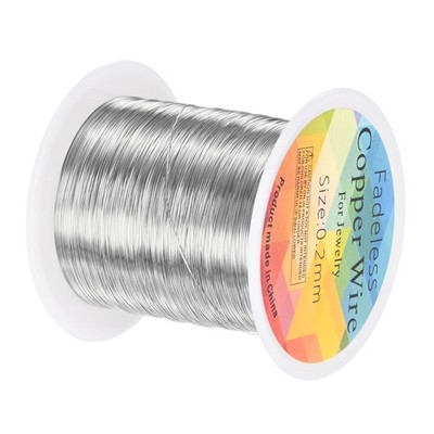 0.2mmx100m Jewelry Wire, 32 Gauge 328FT Craft Wire Copper Wire, Silver White