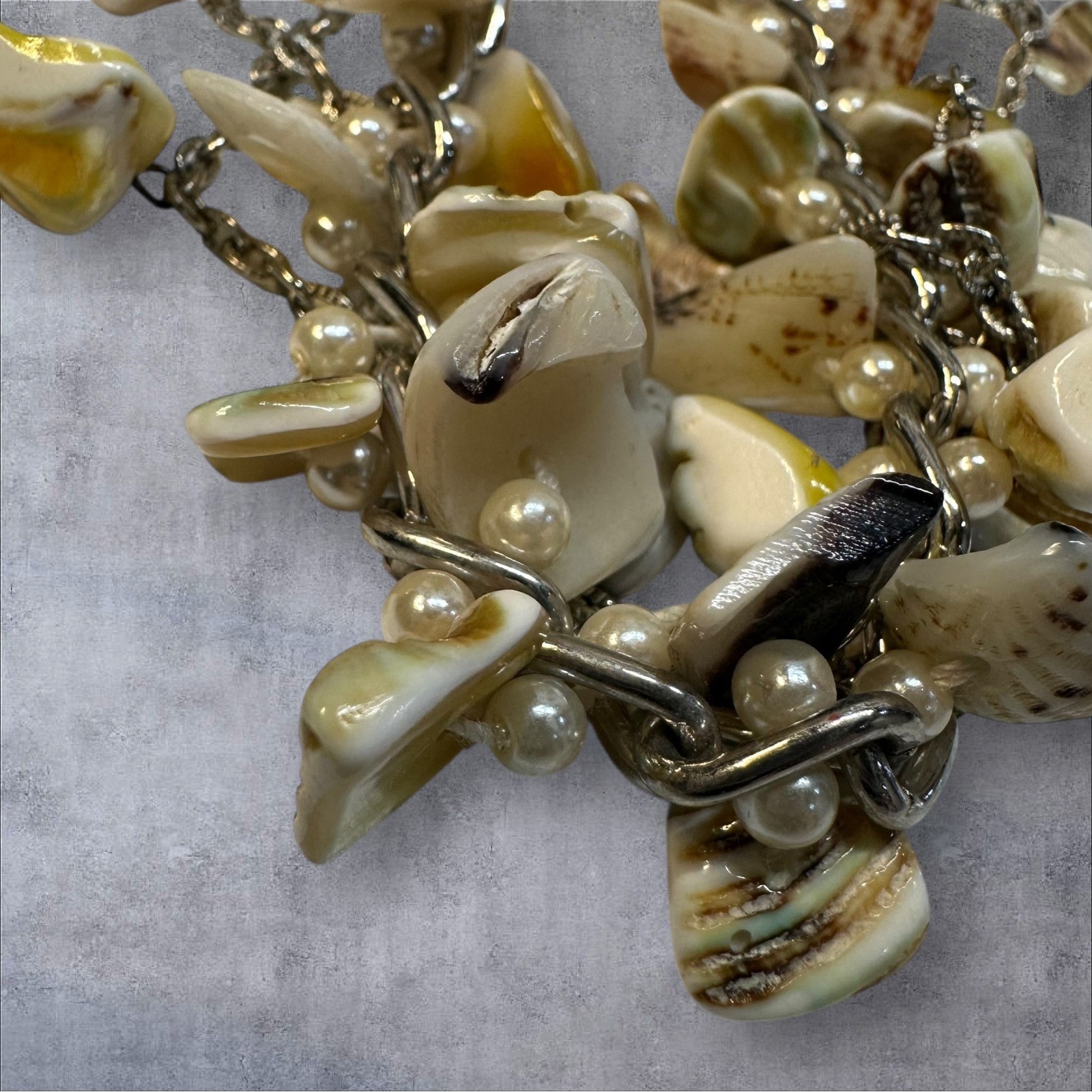 Express 36" Shell Statement Necklace Multi Strand… - image 4