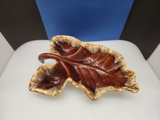 Vintage Hull Pottery Brown Drip Divided Leaf Serving Dish Oven Proof MCM Retro 