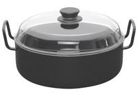 Riess Schmorpfanne 28Cm Emaille Schwarz Mit Glasdeckel Induktion Rund