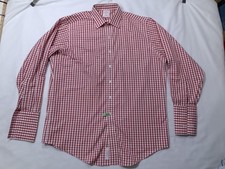 Brooks Brothers Shirt Mens 16.5 34/35 Red Gingham Classic Fit Dress Non Iron