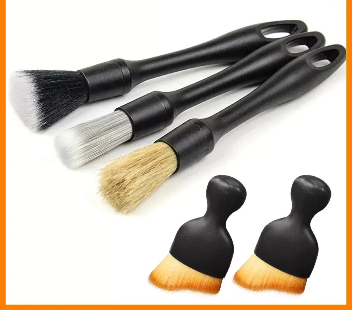 Juego de 5 cepillos para detalles de automóviles cepillos suaves interior rueda hueco profesional kit de limpieza
