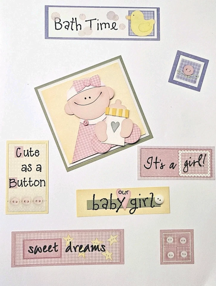 Juego de 2 pegatinas de cartulina de guijarros para bebé niña nuestra bebé niña #2 Sampler SnipIts Foto 2 de 4