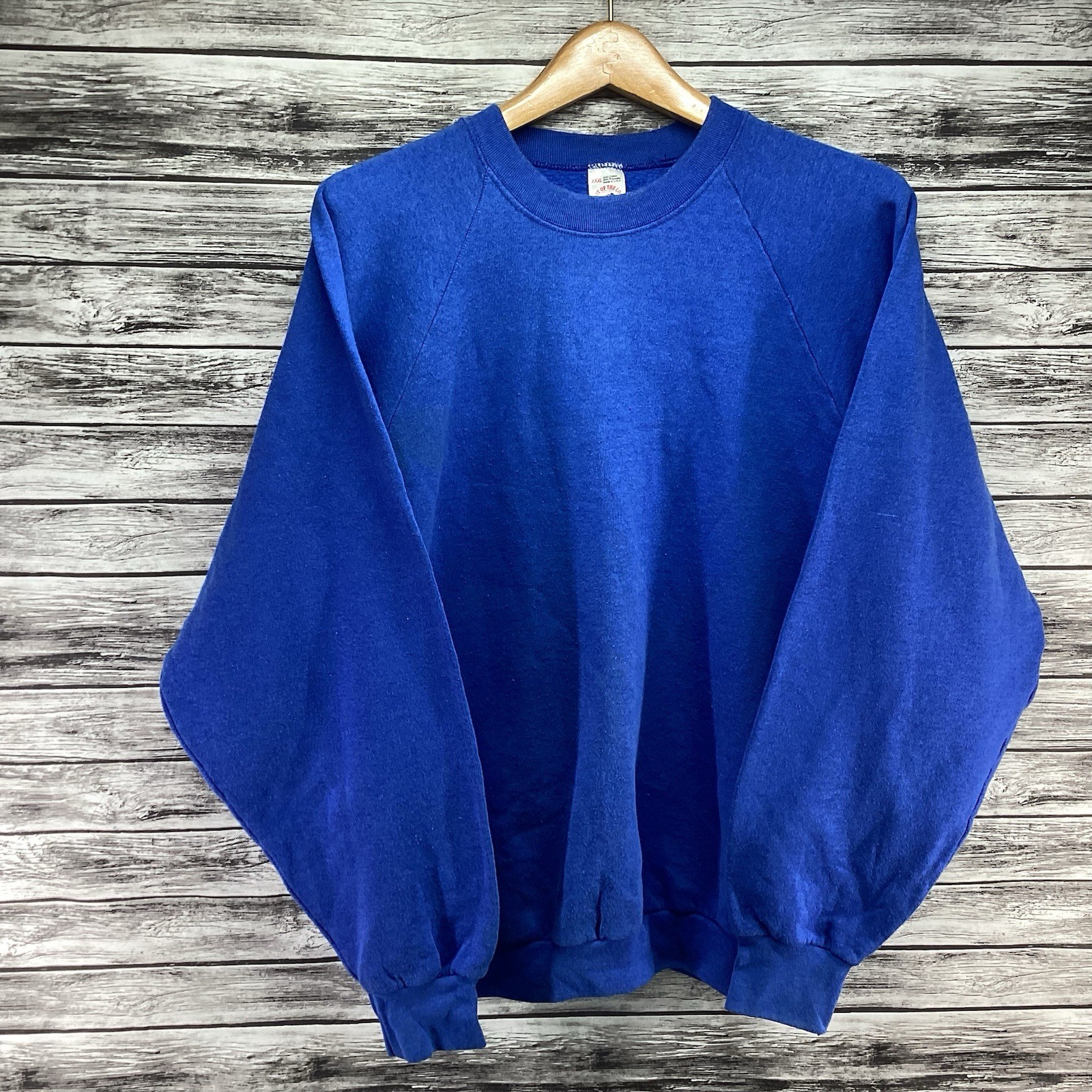 Vintage Fruit Of The Loom Sweatshirt Mens 3XL Blue Crewneck Blank Outerwear 80s