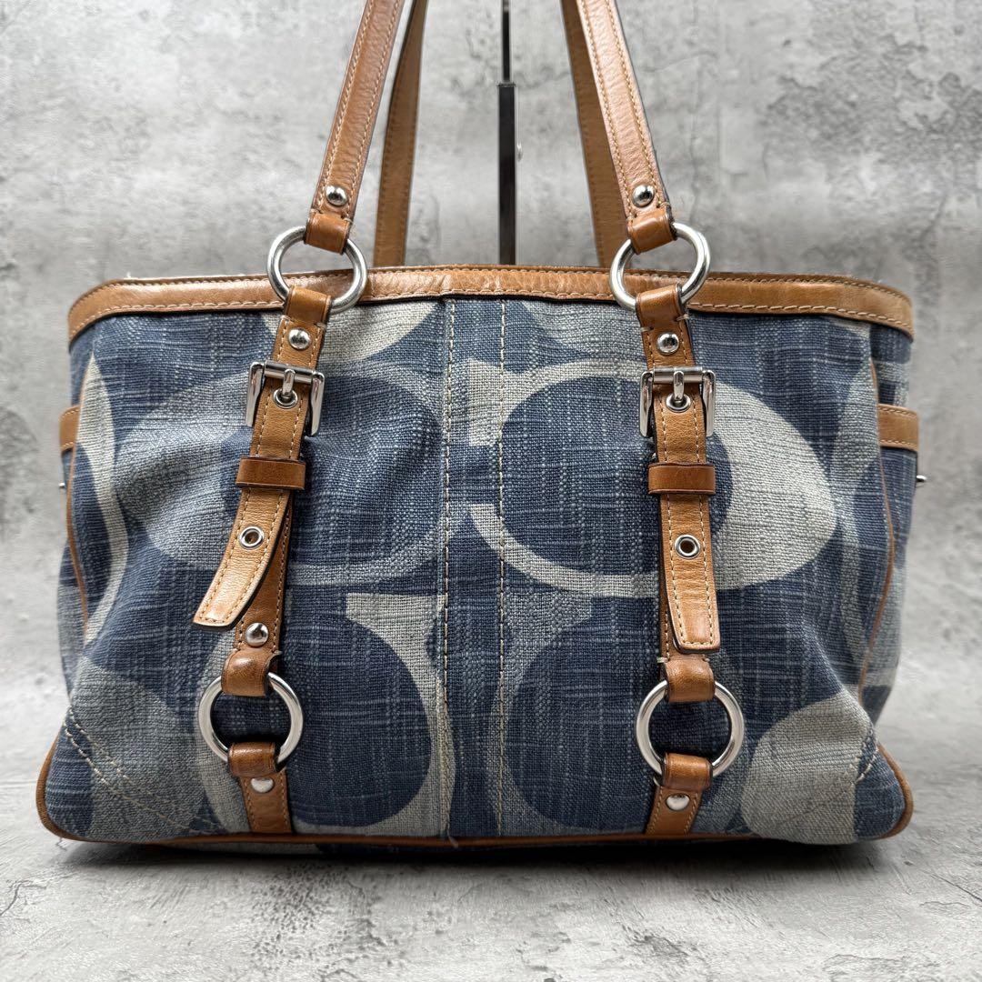 Coach Tonal Denim Signature 'C' East West Gallery Tote Bag