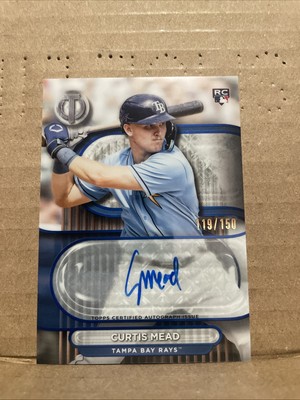 2024 CURTIS MEAD TOPPS TRIBUTE MLB TA-CUR BLUE #D/150 ON CARD AUTO ROOKIE RC