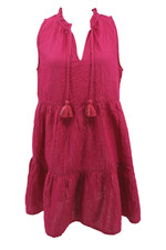 J Crew Tiered Mini Dress Womens Sz Medium Pink Silver Metallic Ruffle Tassel New