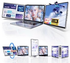 Triple Laptop Screen Extender Monitor Portable 2.5K Matte Black 13-17.3  14.1  