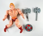 Vintage 1981 MOTU He-Man Figure Mattel Taiwan w Shield and 2 Axes Masters