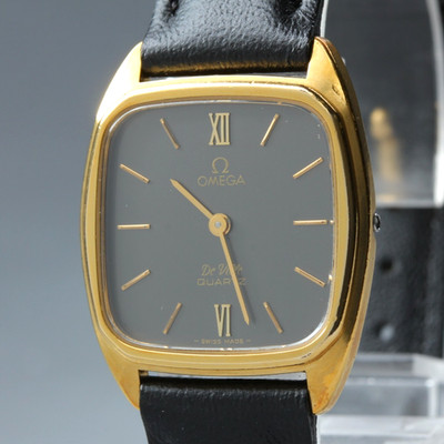 Exc+5] Vintage 1980 Omega De Ville Cal.1365 Quartz Black Dial 24mm Damenuhr