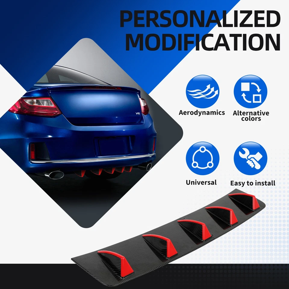 Difusor de labios de parachoques trasero de carbono tiburón 5 aletas alerón para Lexus LS400 LS430 LS460 Foto 4 de 4