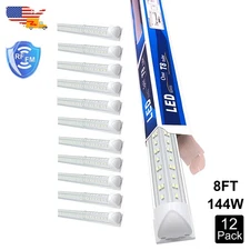 12 Pack 8FT Led Bulbs Plug and Play 144W 6500K T8 8 Foot Led Shop Light No RF FM