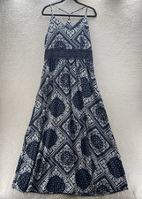 Maxi Dress Women Extra Large Blue Paisley Lightweight Casual Comfy Crochet Shein